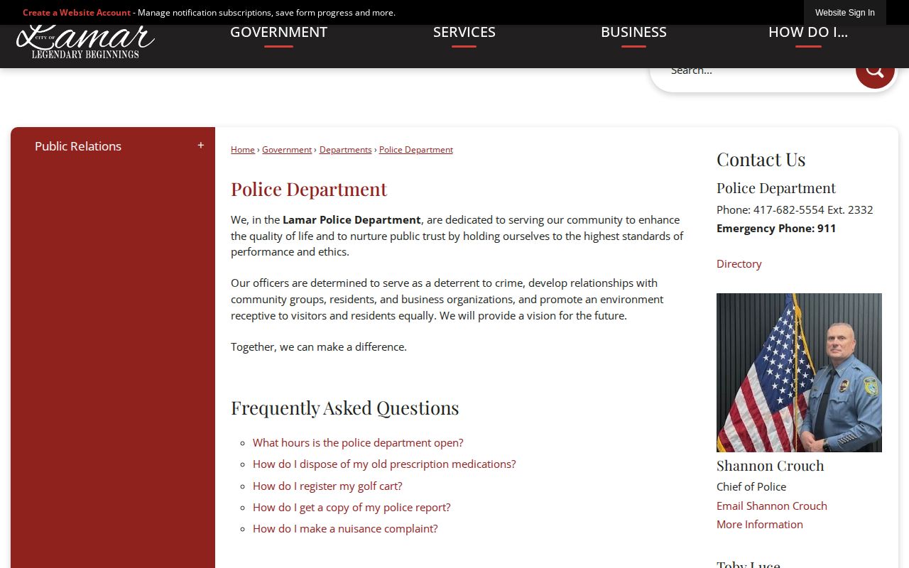 Barton County Lamar Police Department official arrest-record source