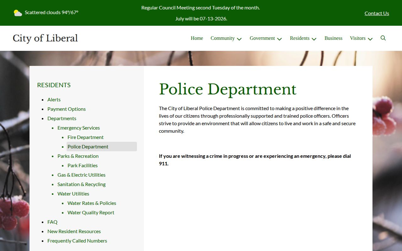 Barton County Liberal Police Department official arrest-record source