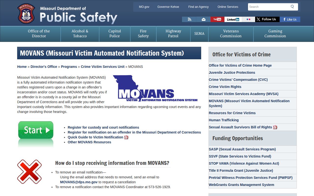 Barton County custody notification record route through MOVANS